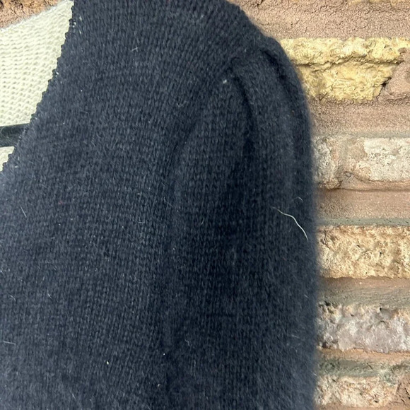 Michelle Stuart Black Red White Colorblock Wool Angora Blend Sweater Size 10 - Picture 5 of 7